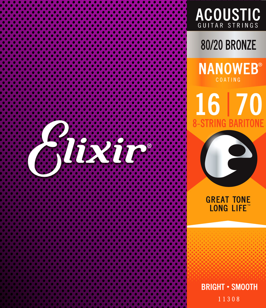 Elixir 11308 8-String Bari­tone 80/20 Bronze 016-070