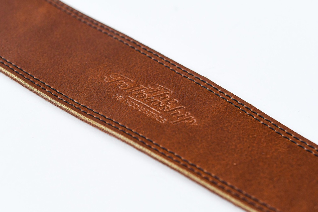 TFOA Stitched Leather Guitar Strap Brown-3.jpg