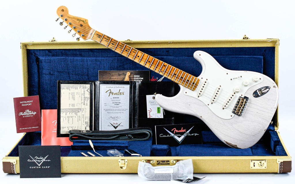 [US24-90, 55 Strat REL WBL MN] Fender Custom Shop 1955 Stratocaster White Blonde Relic-1.jpg