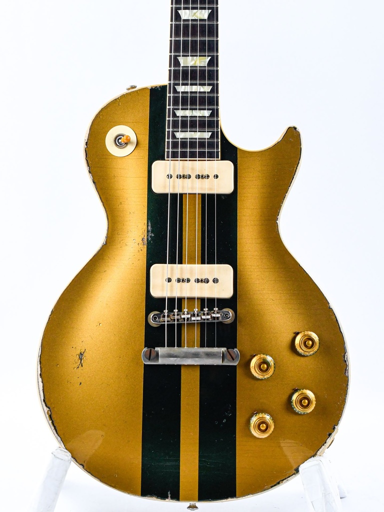 Gibson 56 Les Paul Standard All Gold w-British Racing Stripes Murphy Lab Heavy Aged NH Custom #65241-3.jpg