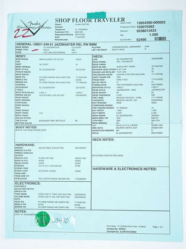[R118775] Fender Custom Shop 61 Jazzmaster Burgundy Mist Metallic Relic 2022-2.jpg