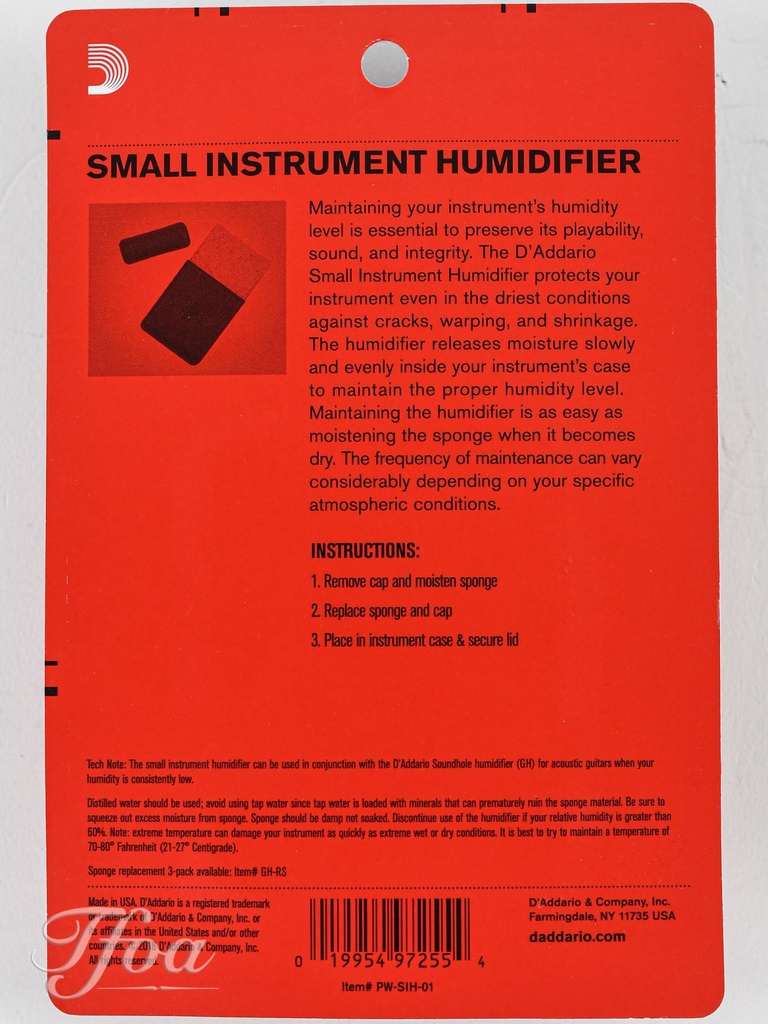 D'Addario Small Intrument Humidifier PW-SIH-01