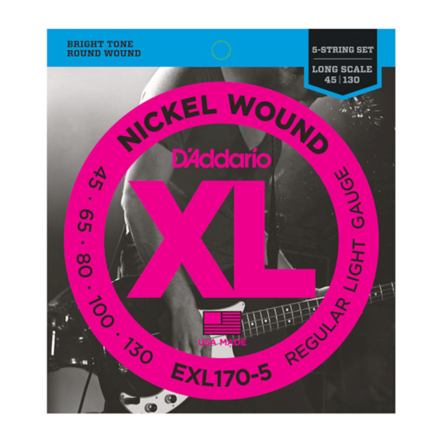 D'Addario EXL170-5 Nickel Wound 5 String Light 45-130