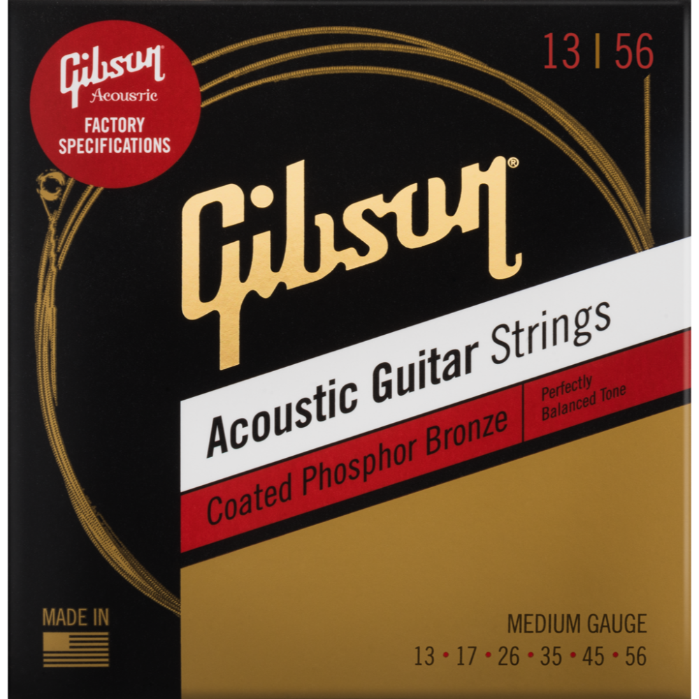 Gibson Coated Acoustic Guitar Strings Phosphor Bronze 13-56