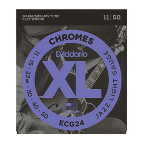 D'Addario ECG24 Chromes Flat Wound Jazz Light 11-50