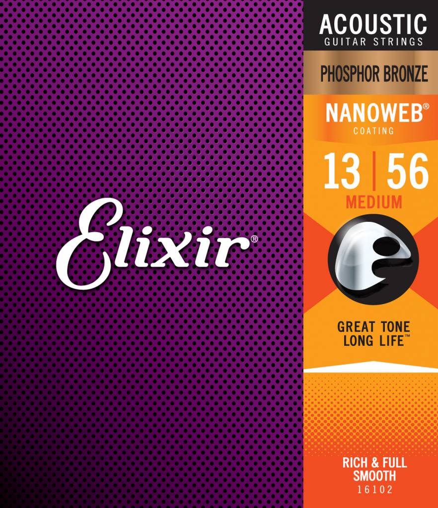 Elixir 16102 Phosphor Bronze Nanoweb Medium 13-56
