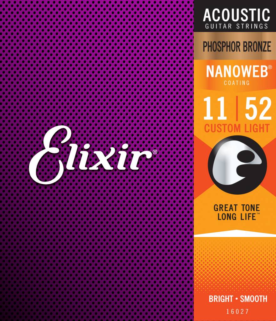 Elixir 16027 Phosphor Bronze Nanoweb Light 11-52