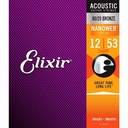 Elixir 11052 Acoustic 80/20 Bronze Nanoweb Light 12-53