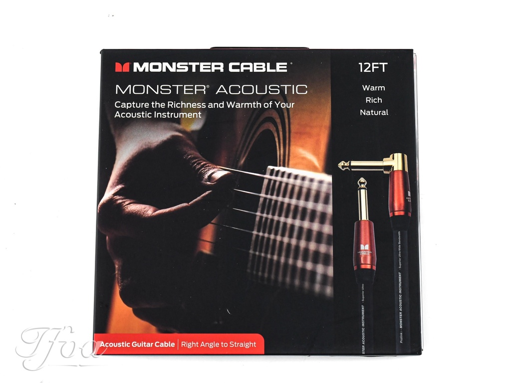 Monster Acoustic Instrument Cable 3.7m 12ft Angled - Straight