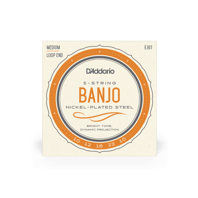 D'addario EJ61 5 String Banjo Medium Set