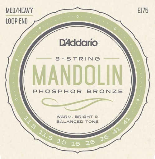 D'Addario EJ75 8 - string Mandolin Strings Phospor Bronze, Medium 11.5 - 41