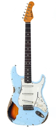 Del Tone 60s S Style Daphne Blue Over Sunburst Heavy Aged