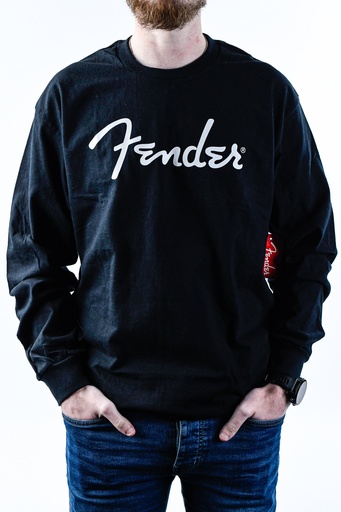 [xtfoa662] Fender Spaghetti Logo Long Sleeve Black