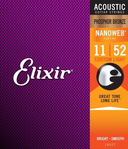 [16027] Elixir 16027 Phosphor Bronze Nanoweb Light 11-52