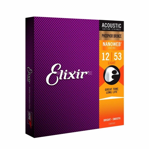 [16052] Elixir 16052 Acoustic Phosphor Bronze Nanoweb Light 12-53