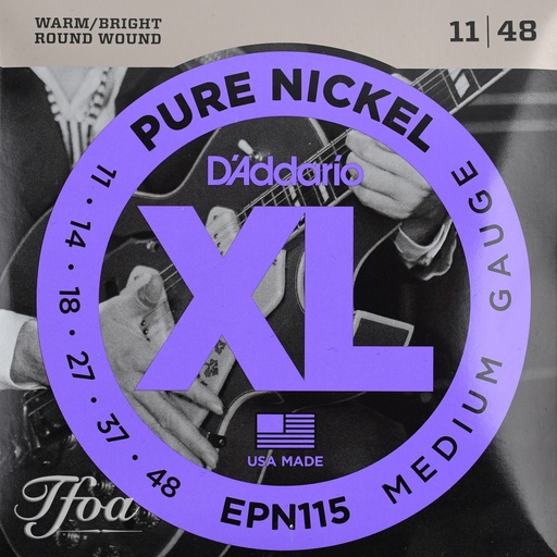 [EPN115] D'Addario EPN115 Pure Nickel Round Wound Electric Guitar Strings Jazz Rock 11-48