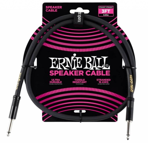 [EB6071] Ernie Ball 6071 Speaker Cable Black Straight-Straight 0,9m