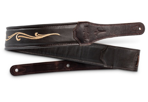 [4124] Taylor Spring Vine Embroidered Guitar Strap Chocolate Brown