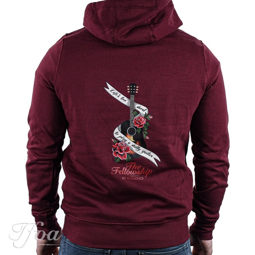 TFOA Hoodie 'Life's Too Short' Banner N' Roses Burgundy