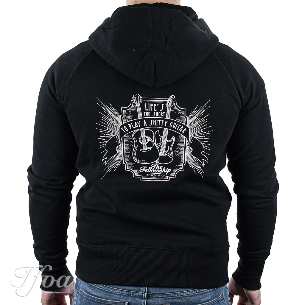 TFOA Zipped Hoodie 'Life's Too Short' Whiskey Label Black